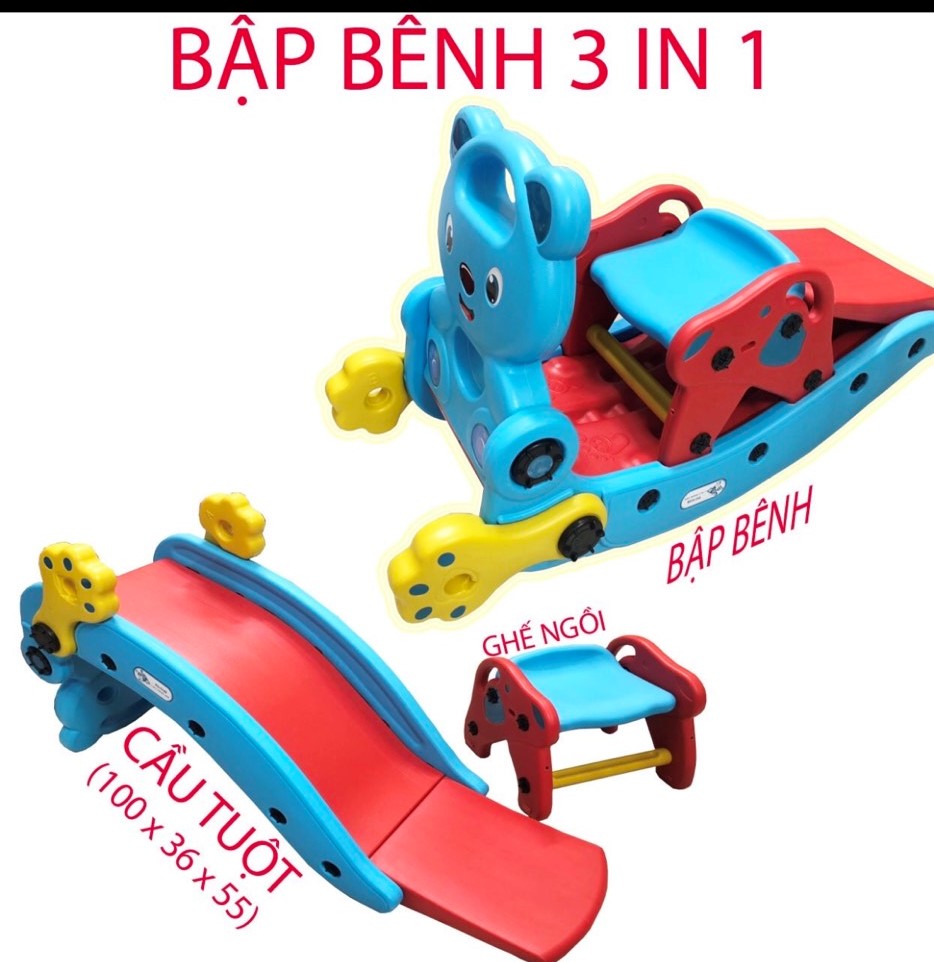 Cầu tuột và bập bênh hình con gấu.