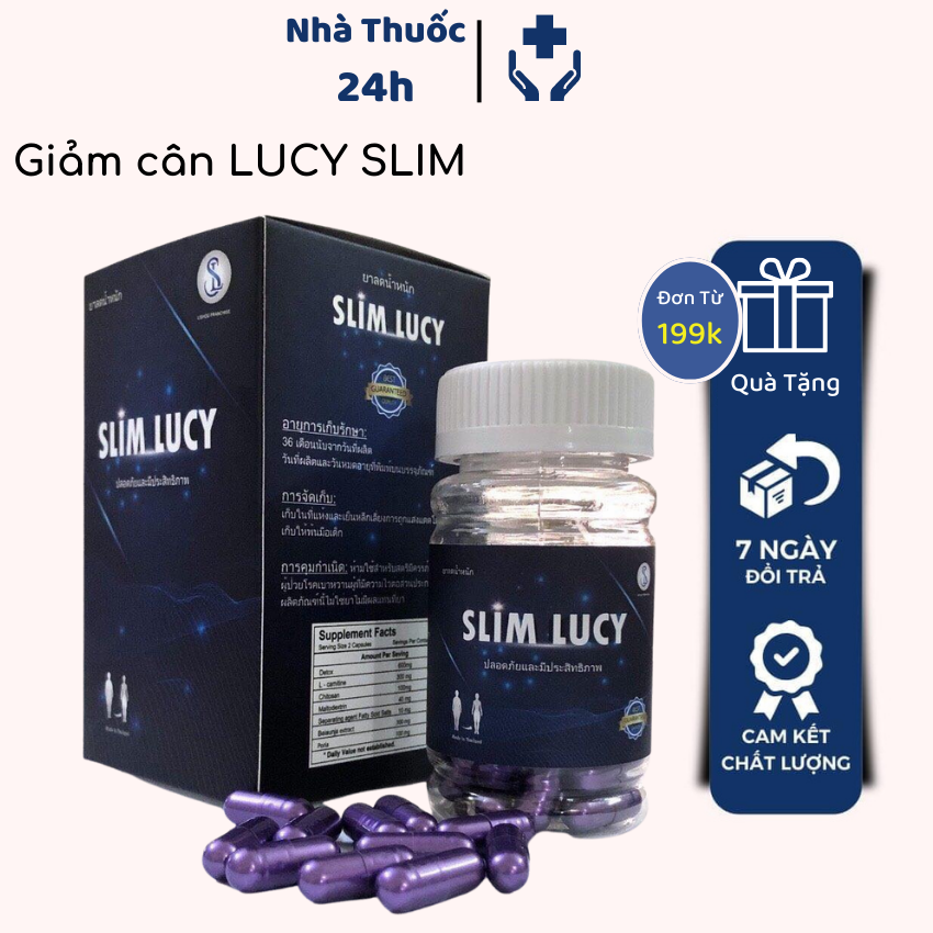 Giảm cân Slim Lucy viên uống giảm cân nhanh cấp tốc hiệu quả an toàn dành cho cơ địa lờn khó giảm Hộp 40 viên NT 24h