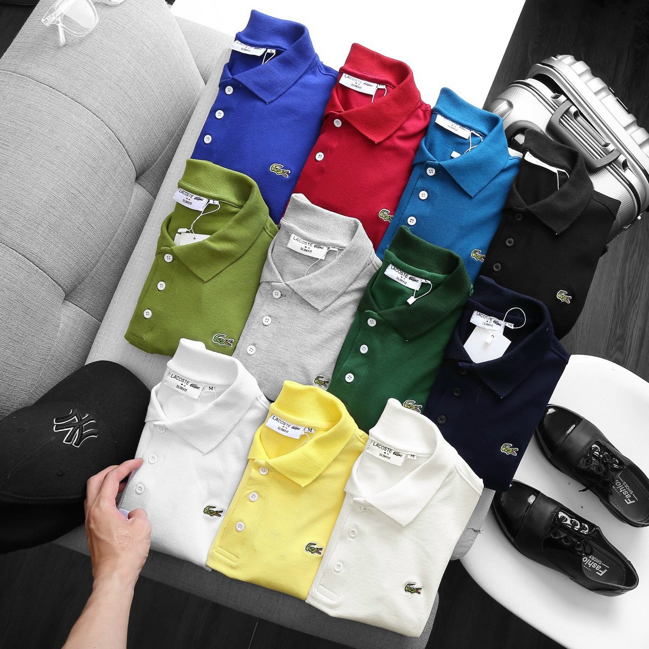 Áo Thun  Nam Cá sấu cao cấp thiết kế cổ bẻ LOGO THÊU SIZE M ĐẾN 4XL