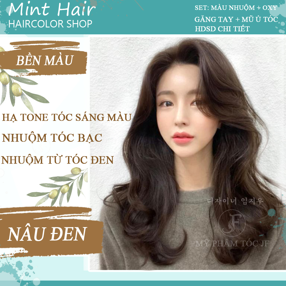 [HCM] Thuốc Nhuộm Tóc JF màu NÂU ĐEN PHỦ BẠC -tặng oxy
