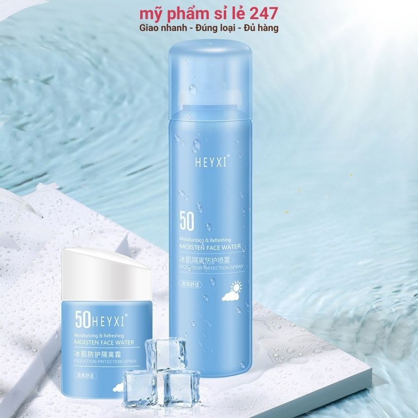 xịt chống nắng toàn thân và da mặt Heyxi 180ml kem chống nắng cho da mặt body toàn thân dạng xịt Ni063