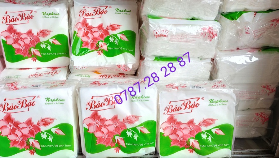 Combo 5 bịch giấy ăn Bảo Bảo - Khăn giấy vuông - khăn Giấy ăn.