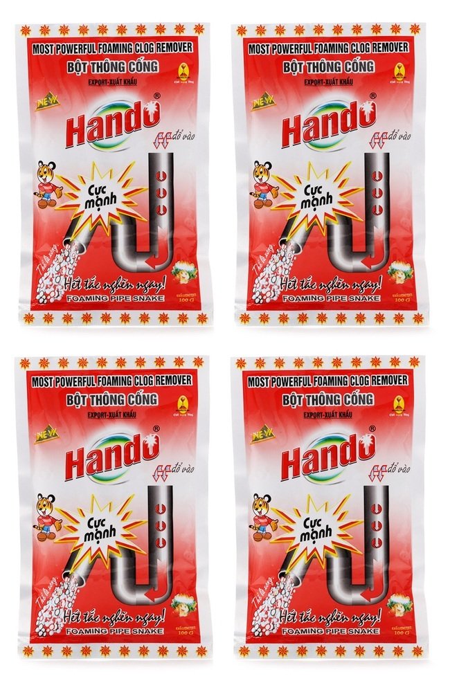 Combo 4 gói bột thông tắc cống,đường ống nước thải Xuất Khẩu Hando 100Gr