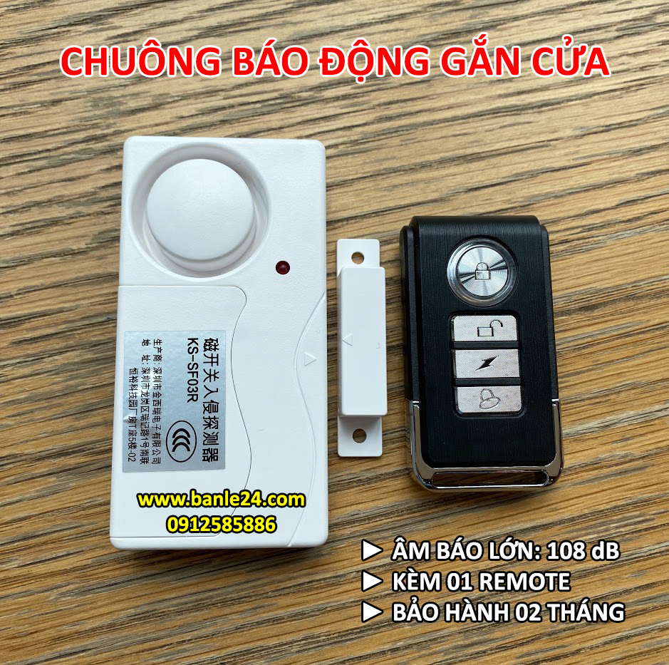 Chuông báo động, chống trộm gắn cửa cao cấp kèm điều khiển từ xa