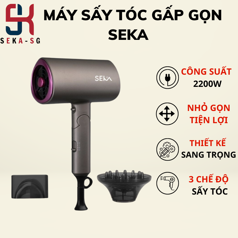 Máy sấy tóc 2 chiều nóng lạnh seka sk2008, máy sấy tóc công suất lớn 2200w tạo kiểu với 3 chức năng sấy tặng kèm loa sấy tạo kiểu tóc- bảo hành 12 tháng