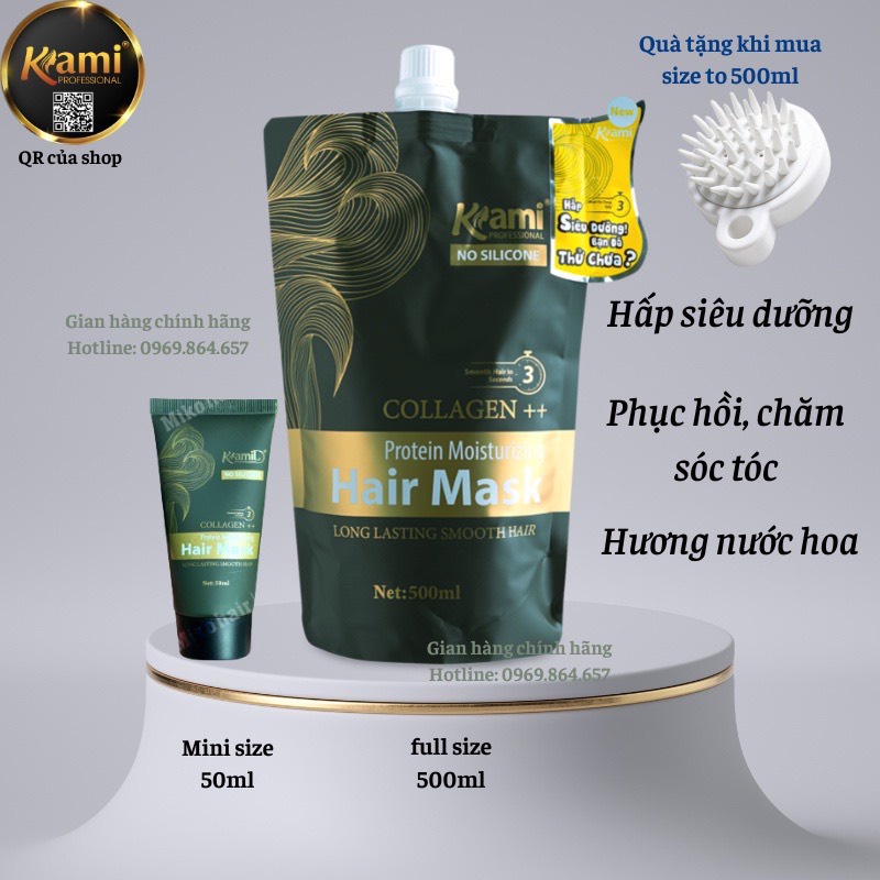 Hấp collagen siêu dưỡng Kami, hấp ủ tóc tại nhà siêu mượt hương nước hoa, kèm quà tặng