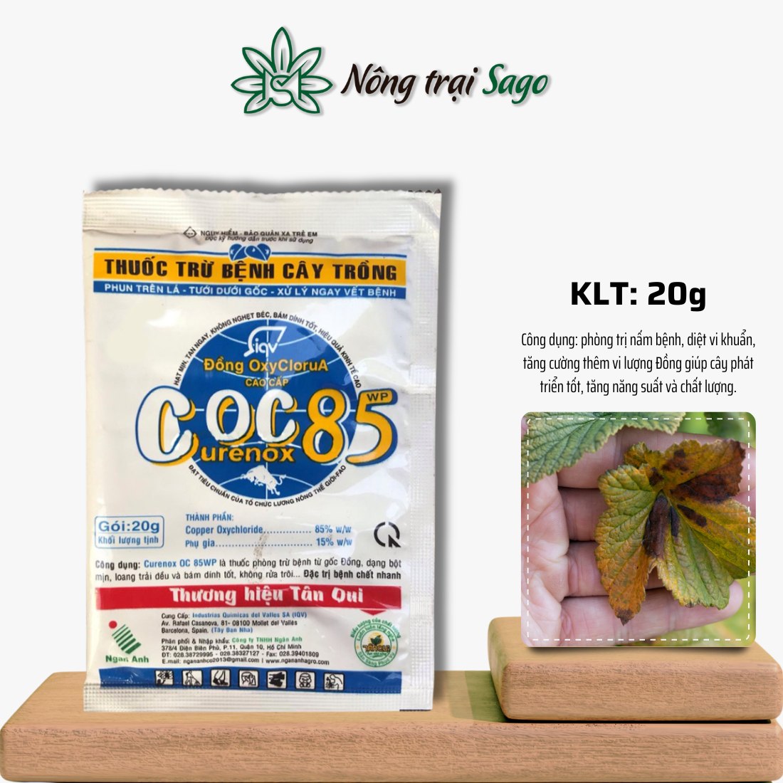 Thuốc Trừ Nấm Bệnh COC 85 WP (gói 20g) - Phòng trừ bệnh Thán thư, Sương mai, Rỉ sắt, Đóm đen - Nông Trại Sago