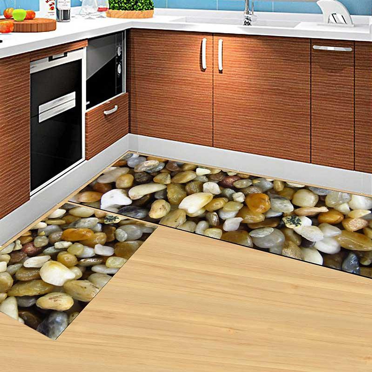Bộ 2 Thảm trải nhà bếp 3D phong cách Hàn Quốc nhiều màu sắc dễ lựa chọn - 0022