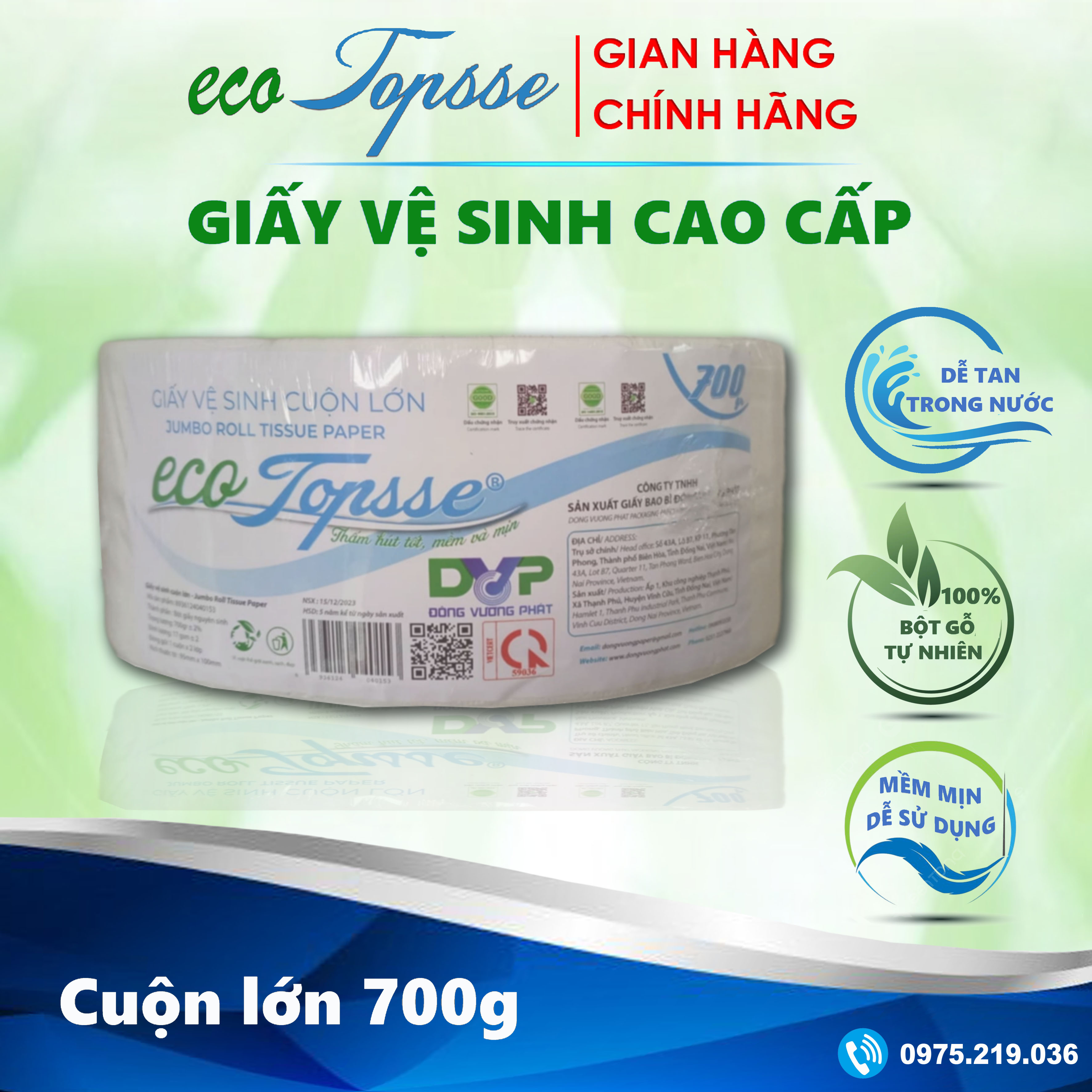 Combo 5 cuộn giấy vệ sinh công nghiệp cuộn lớn 700g