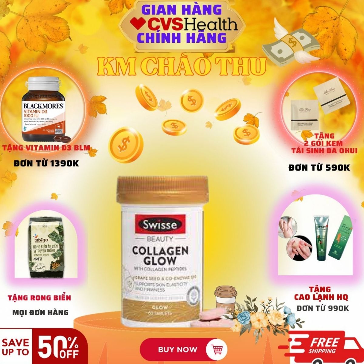 Viên uống đẹp da Swisse Collagen Beauty Glow cải thiện đàn hồi và săn chắc da 60 viên