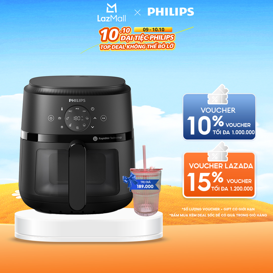 Nồi Chiên Không Dầu cảm ứng Philips NA220/00 - 13trong1 |4.2L|RapidAir Chín đều không lật trở- BH 2 năm - Hàng Phân Phối Chính Hãng