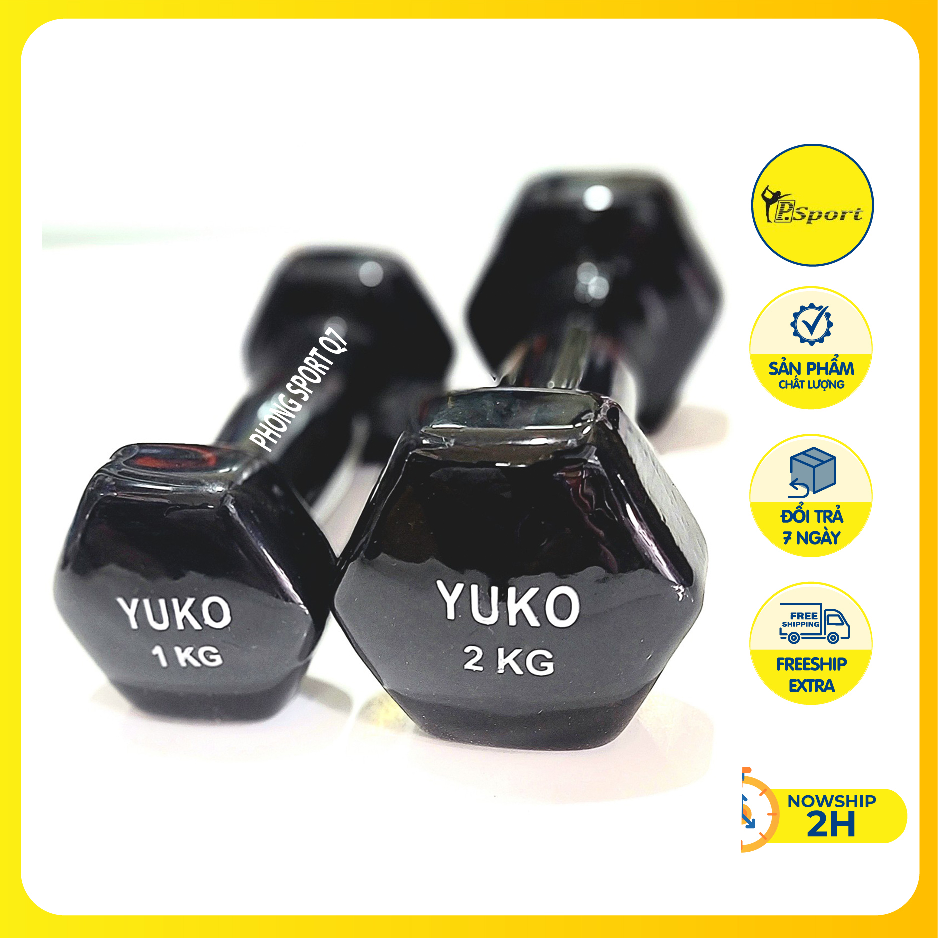 Tạ sắt bọc cao su yuko tạ tay 1kg yuko