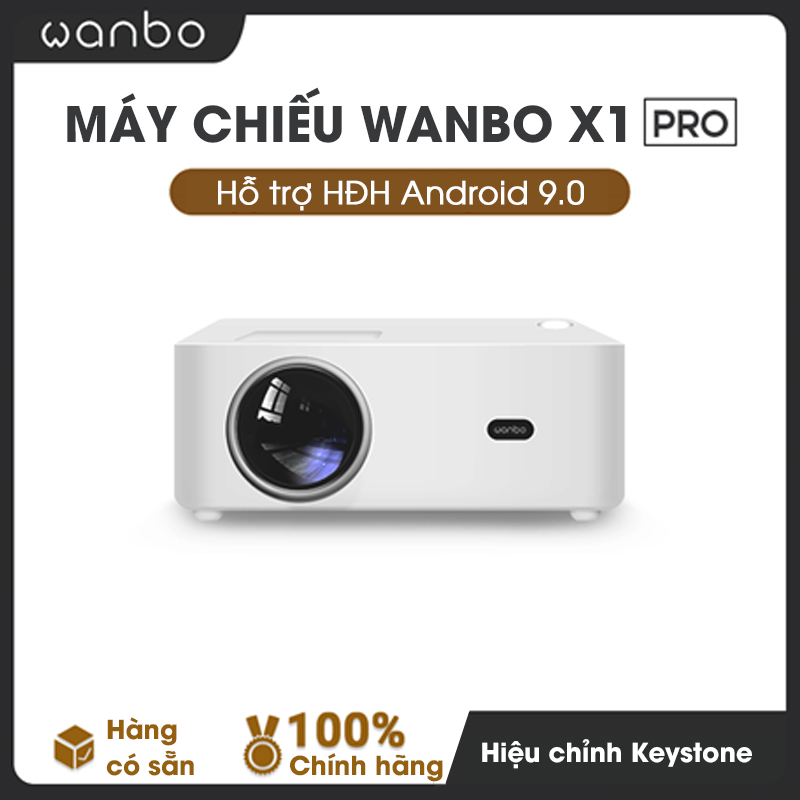 Máy chiếu thông minh, máy chiếu phim lên tường Wanbo X1 Pro Full HD 1080P sử dụng Android 9.0 / 8GB ROM - Hiệu chỉnh Keystone / Rạp phim tại nhà, máy chiếu kết nối điện thoại, máy chiếu phim tại nhà, máy chiếu mini