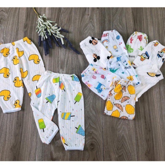 Sét 10 Quần Chục Dài Cotton Giấy Cho Bé Trai, Bé Gái Từ 4-14kg, Quần Chục Đùi Cho Bé, Đồ Sơ Sinh