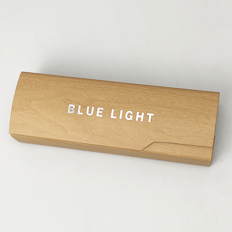 Hộp Kính Gập Cao Cấp Màu Gỗ Có Logo BLUE LIGHT lõi thép bọc lót vải nhung - BLUE LIGHT