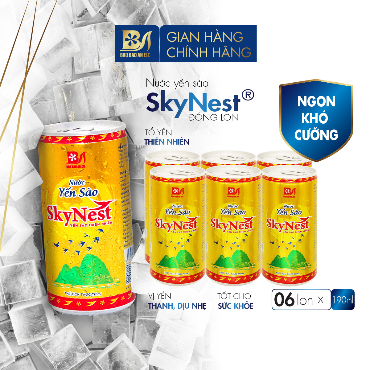 Nước Yến Sào SkyNest 3% Tổ Yến thật, Lốc 6 lon x 190ml, Giải khát nhanh gọn, Tốt cho sức khỏe Bảo Bảo An JSC