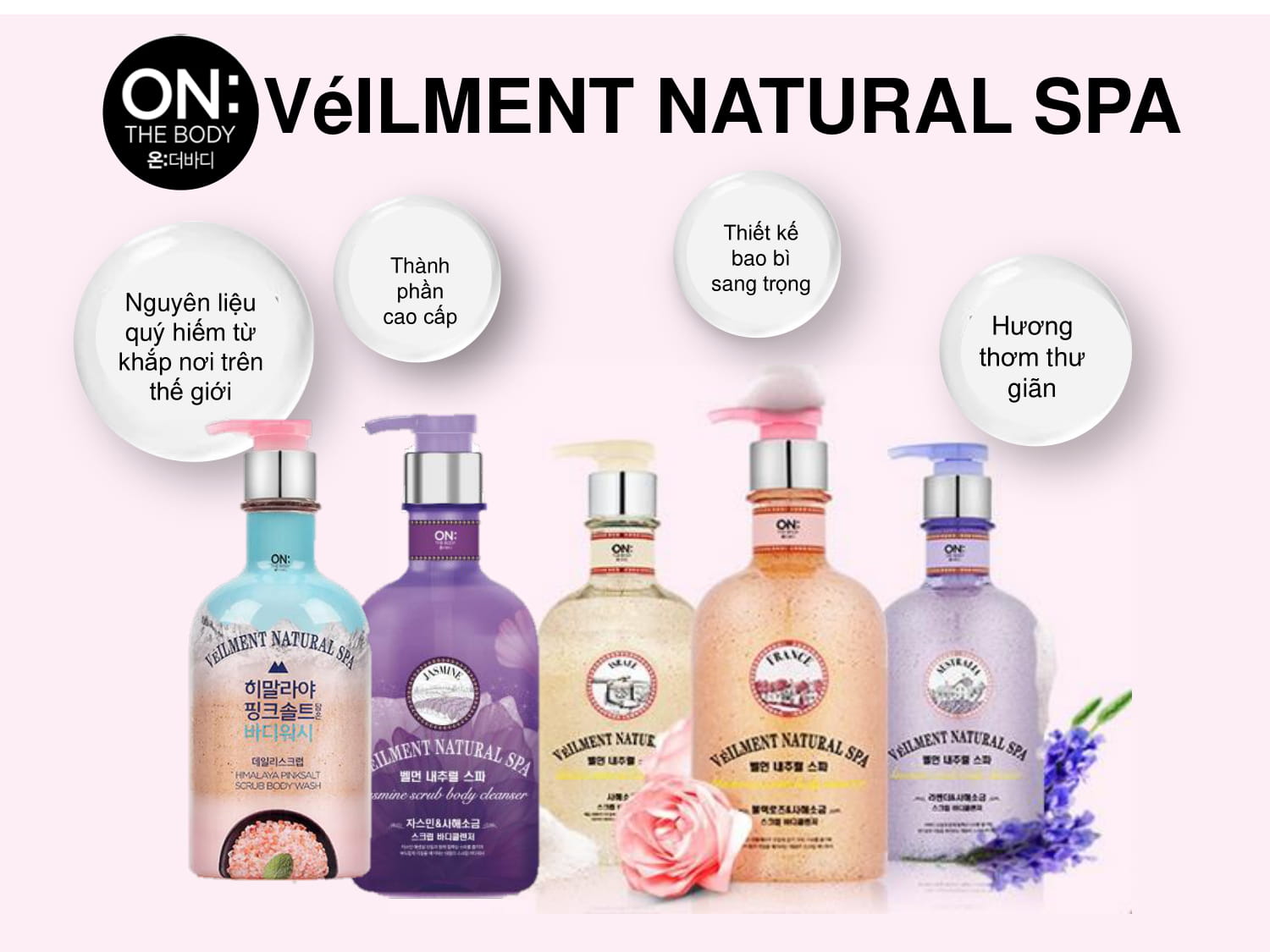 Sữa tắm on the body Veilment Natural Spa 400ml