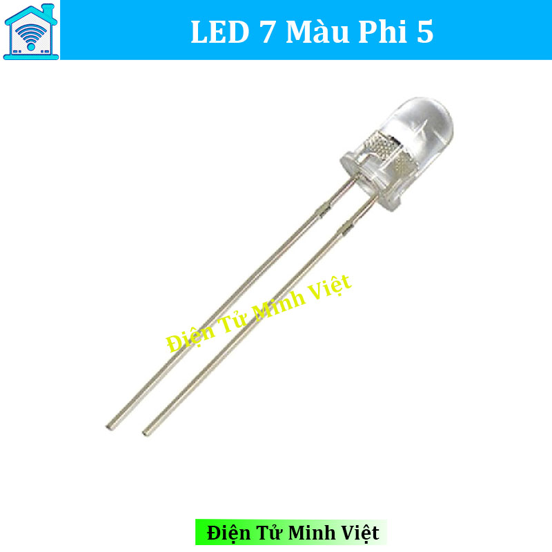 Combo 10 đèn led phát sáng 7 màu siêu sáng phi 5mm 2 chân