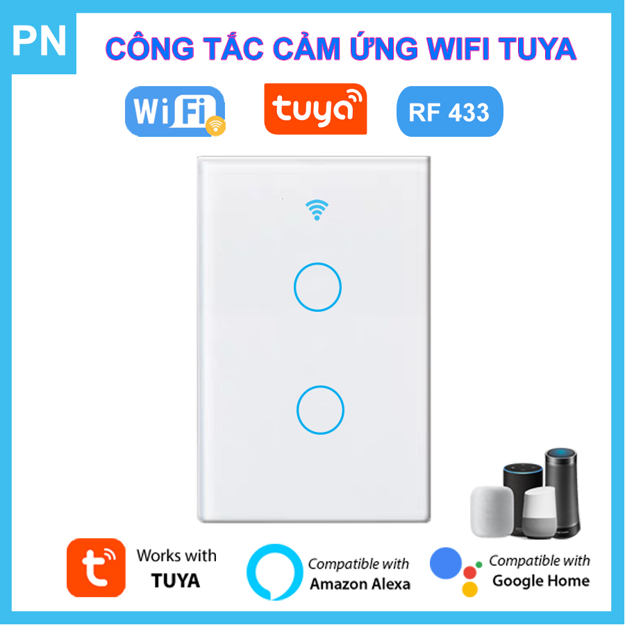 Công Tắc Wifi Tuya Điều Khiển Từ Xa + RF 433MHz - Công tắc điện thông minh âm tường chuẩn US