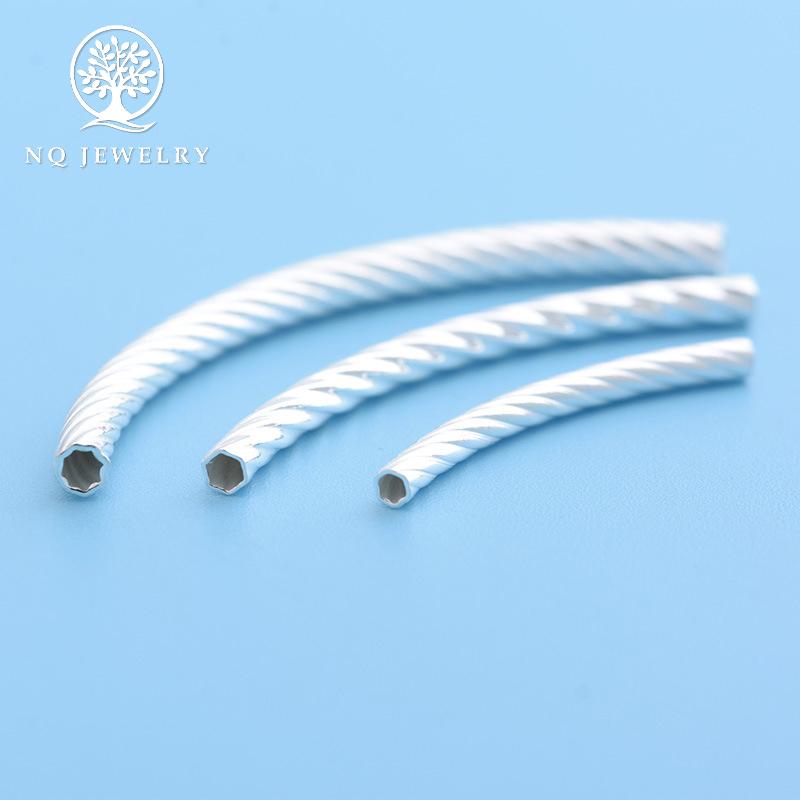 Charm bạc hình ống họa tiết xoắn 2x35mm - NQ Jewelry