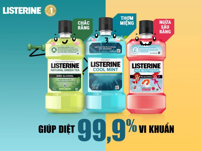 Nước súc miệng diệt khuẩn giữ hơi thở thơm mát Listerine chai 500ml/750ml