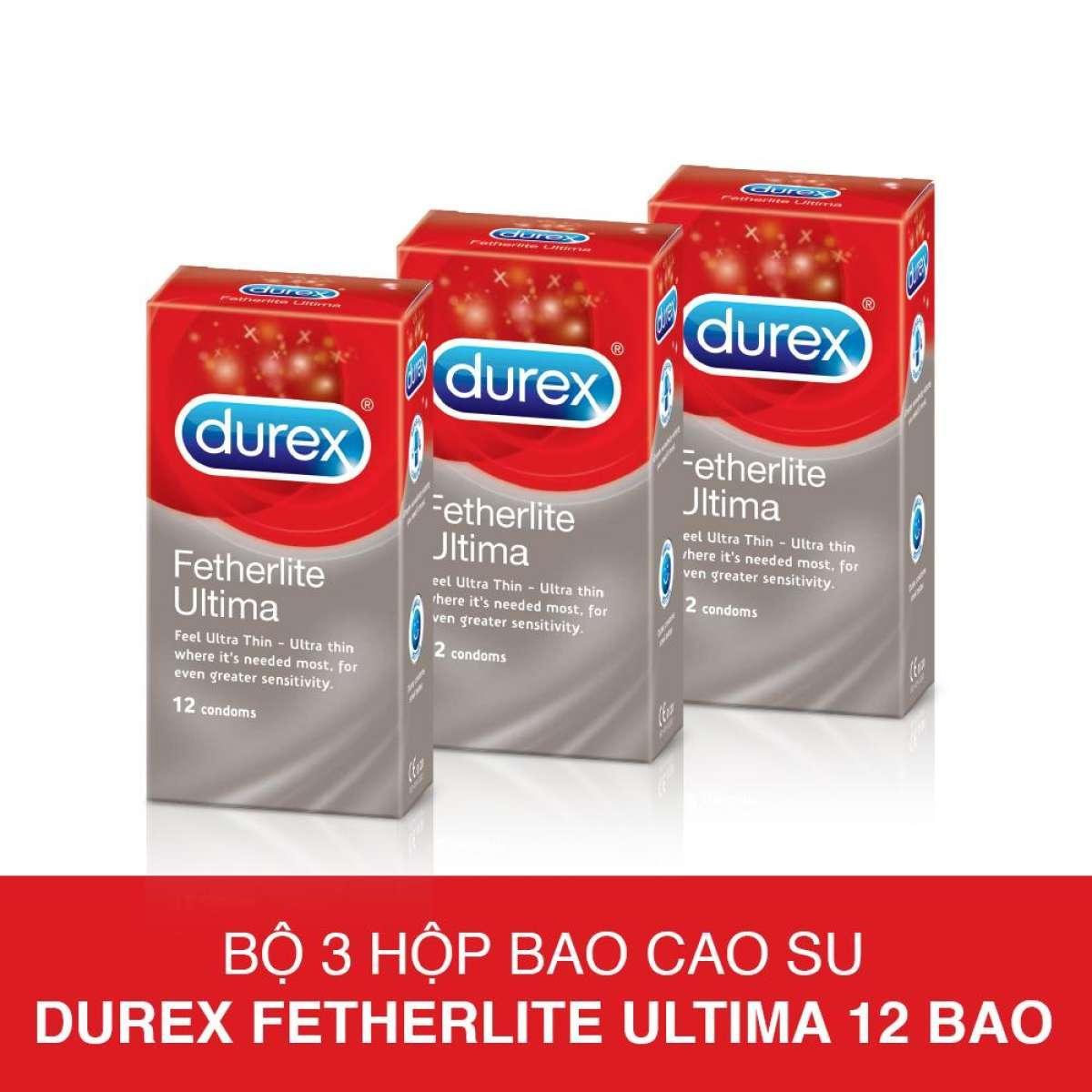Bộ 3 hộp bao cao su siêu mỏng Durex FETHERLITE Ultima hộp 12c