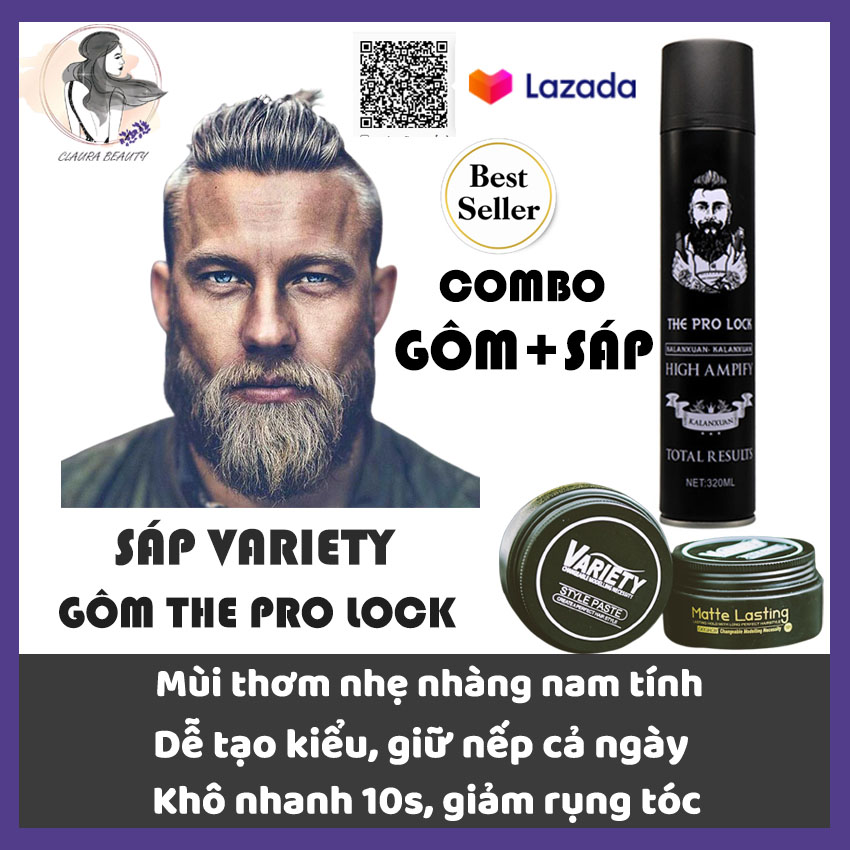 [HCM]COMBO Gôm Xịt Tóc Giữ Nếp Cứng The Pro Lock 320ml Sáp Vuốt Tóc Varie.Ty Matte -Lasting 100ml Dễ Tạo Kiểu Giữ Nếp Kết Hợp Gôm Xịt Tóc Butterfly Shadow Dễ Tạo Kiểu Dùng Cả Tóc Nam Và Nữ Sáp Vuốt Tóc Gel Xịt Tóc Claura Beauty