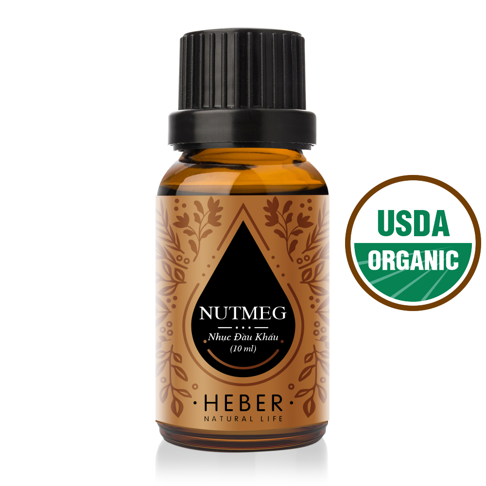 Tinh Dầu Nhục Đậu Khấu Nutmeg Essential Oil Heber Vietnam, 100% Thiên Nhiên Nguyên Chất, Cao Cấp Nhập Khẩu, Kiểm Nghiệm Quatest 3