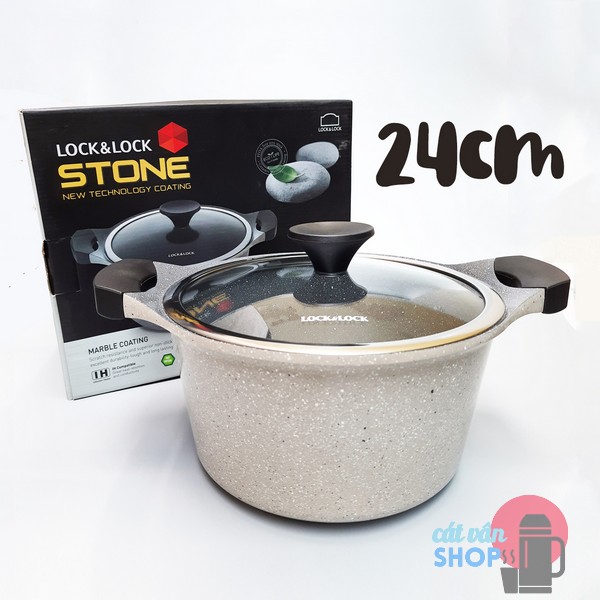[HCM] Nồi chống dính vân đá thân cao đáy từ Lock&Lock dòng Stone 7 lớp 24cm LCA6244D-IH - HÀNG CHÍNH HÃNG