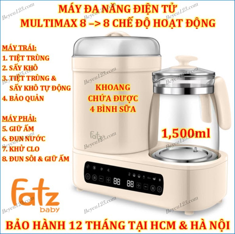 Máy tiệt trùng và hâm nước pha sữa đa năng điện tử fatzbaby - fatz fb9022bk ghot1