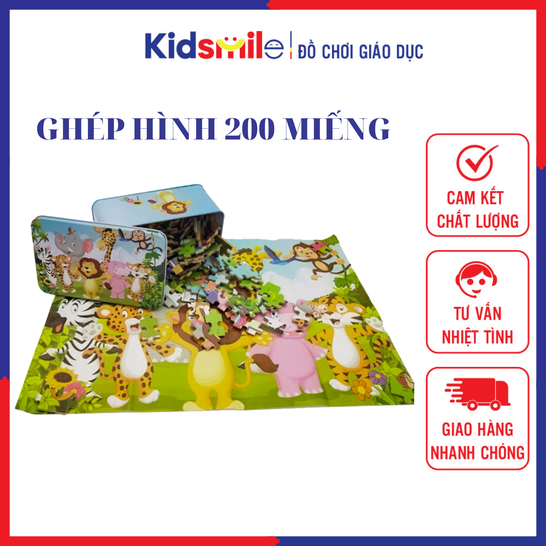 Đồ chơi trẻ em XẾP HÌNH 200 MIẾNG GHÉP thông minh, in hình sắc nét, chất liệu gỗ dày dặn dành cho bé từ 4 tuổi trở lên kích thích phát triển tư duy logic và sự tập trung quan sát