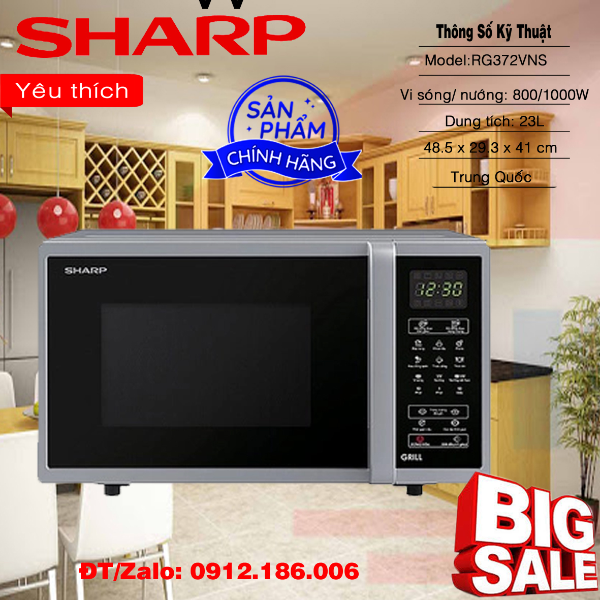 Lò vi sóng có nướng điện tử sharp r-g372vn-s - hàng chính hãng