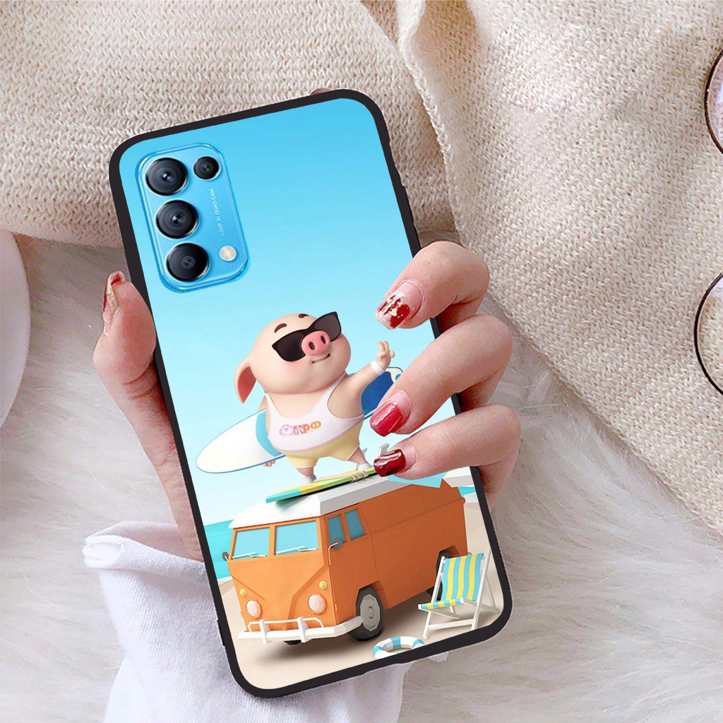 Ốp lưng oppo reno 5 viền dẻo tpu bst pig cute