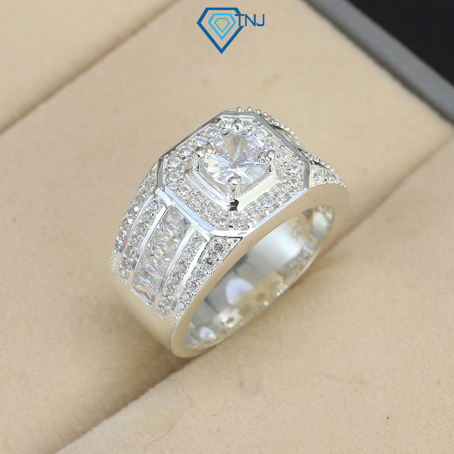  Nhẫn bạc thật nam đính đá bản vừa NNA0393 - Trang Sức TNJ 