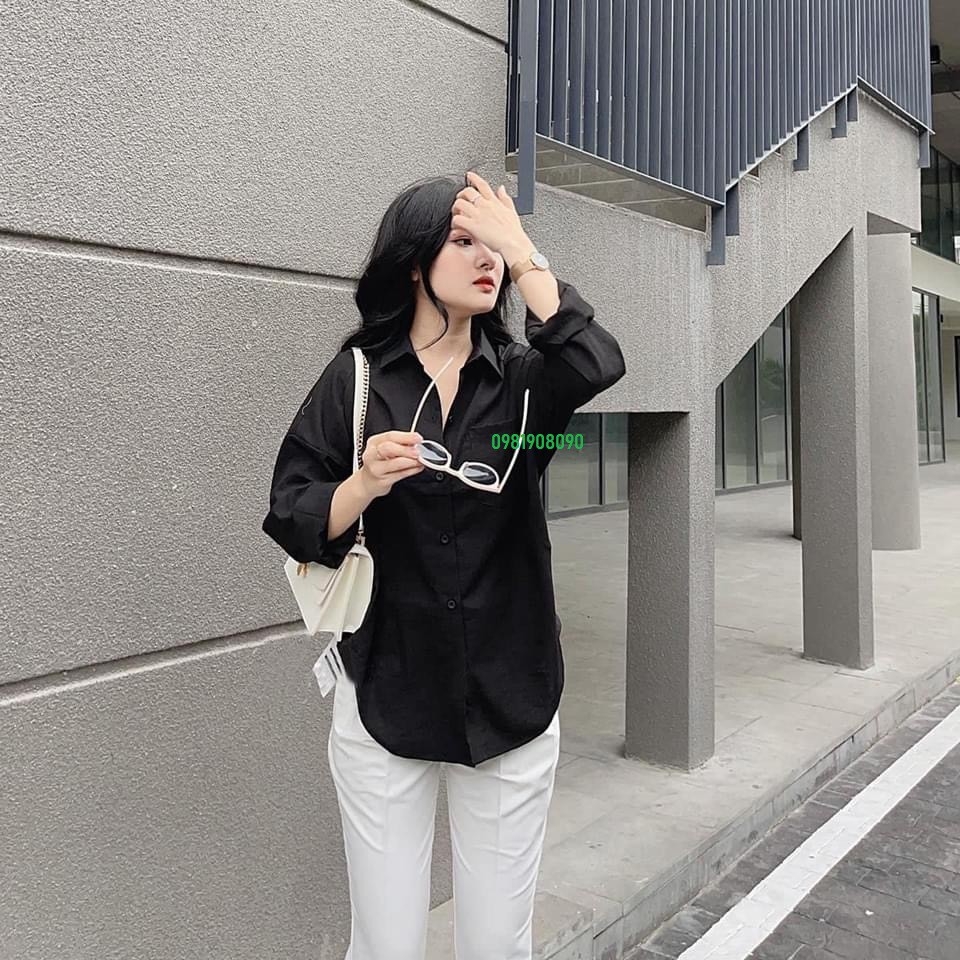 Áo sơ mi nữ chất đũi vạt tôm chất đũi - Áo sơ mi dài tay cho các bạn nữ chất đũi mặc mát, dễ chịu