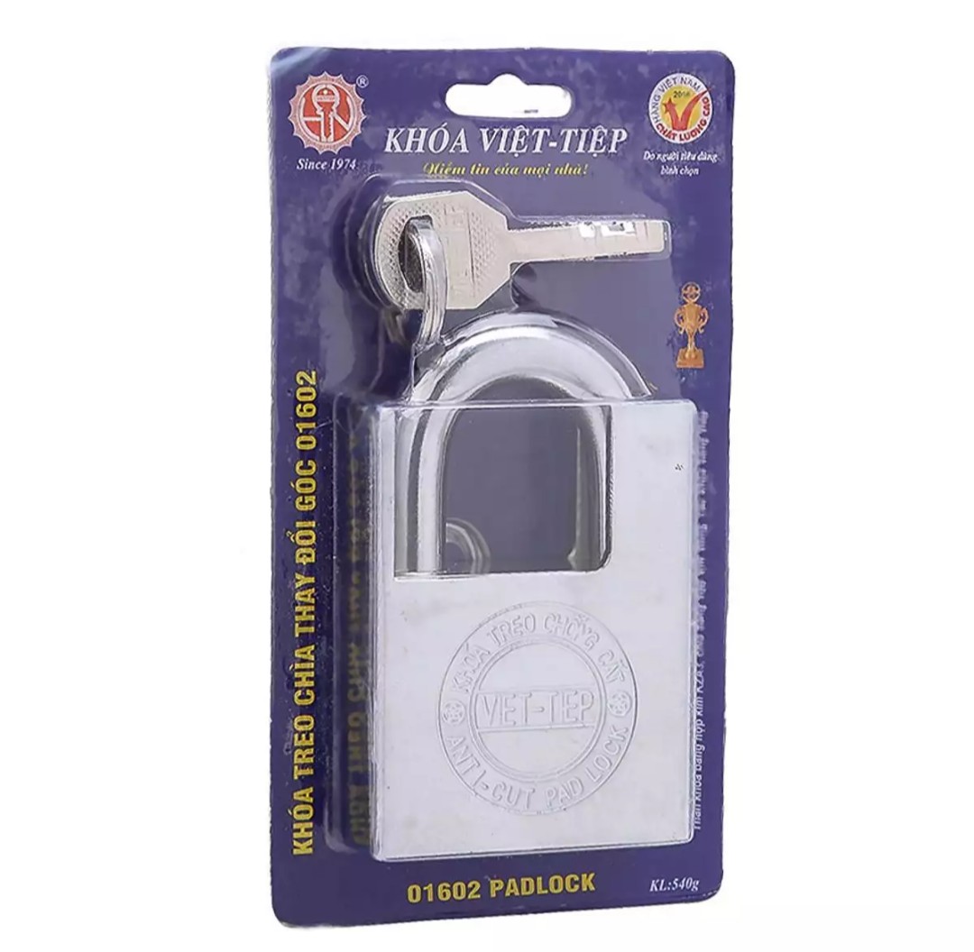 Ổ khoá việt tiệp chống cắt loại lớn 96 x 60 ống phi 12mm mẫu 1602