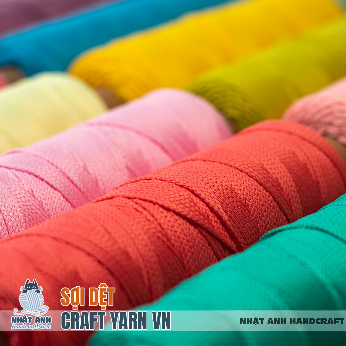 Sợi dệt trơn 2mm craft yarn vn mã 01 đến mã 30 móc nón,túi