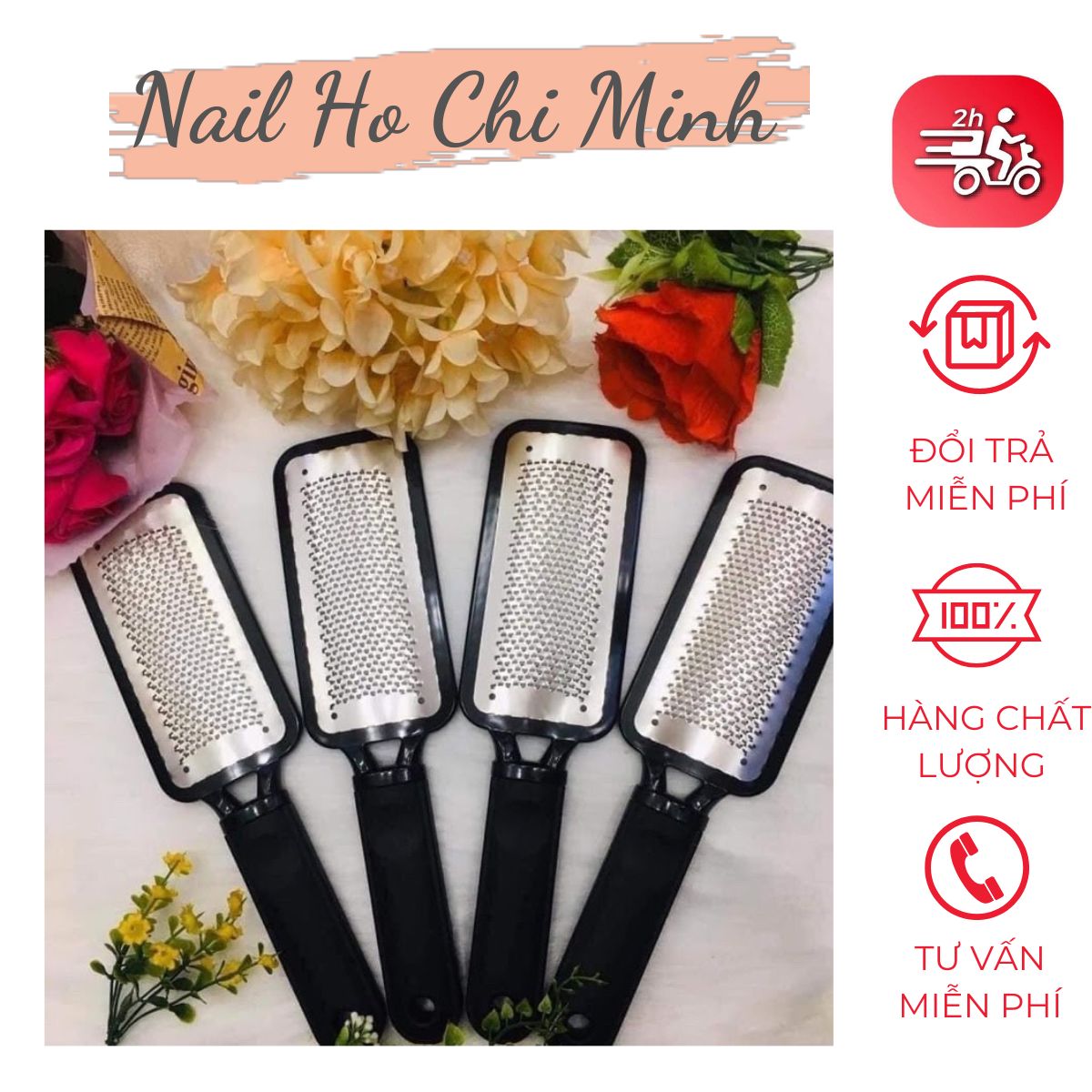 [HCM]Bộ 2 món chà gót chân bằng tay chuyên dụng (cây chà bằng inox + kem mềm da)