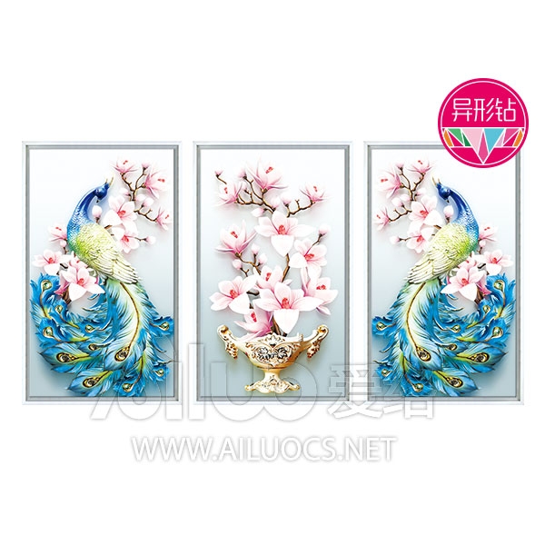 Tranh đính đá công bình hoa bộ 3 bức al72111 |150x80| chưa đính