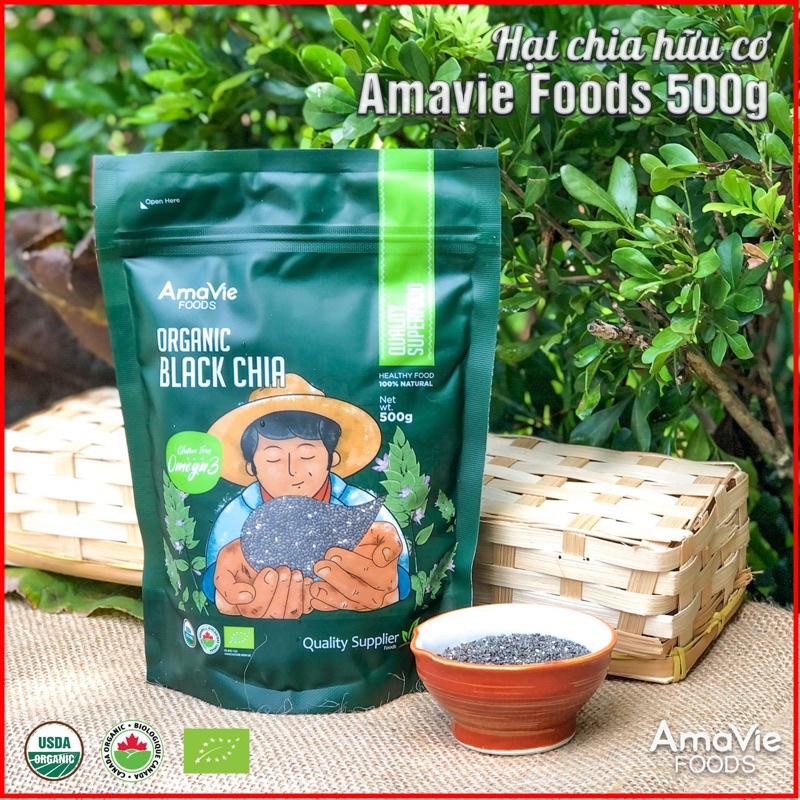 Amavie organic black chia seed Peruvian imported food 500g-nmoff package