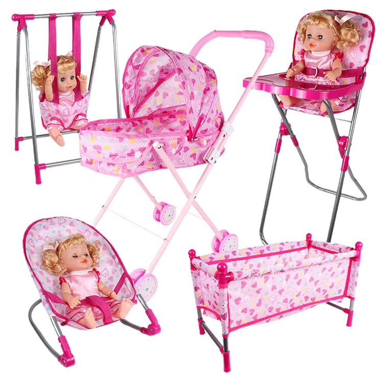 Doll Stroller Set Lightweight Pink Stroller Toys Simulation Nursery Playset Doll Nursery Role Playset Christmas Gift for Kids very well