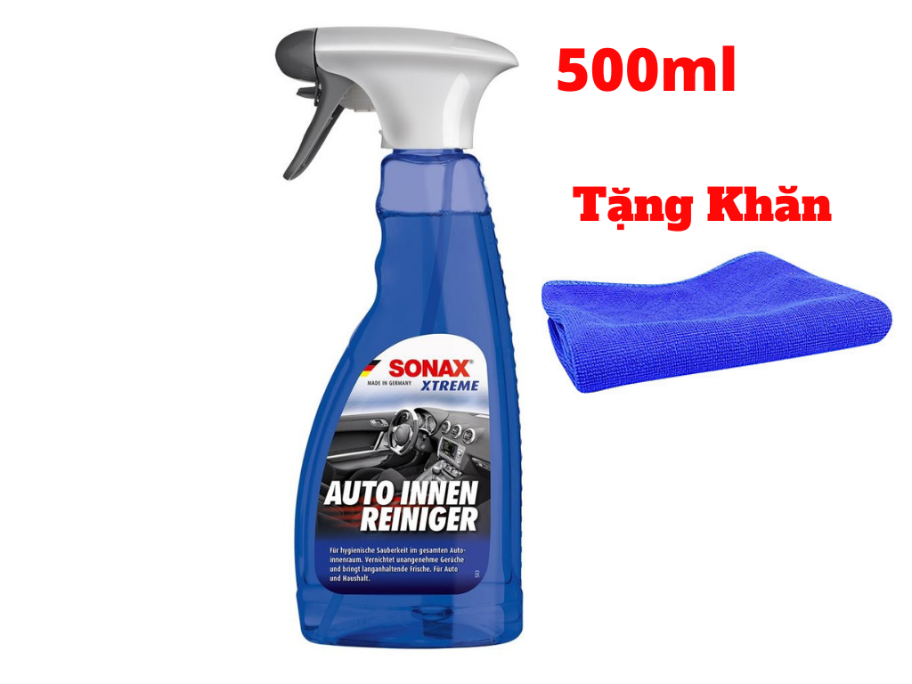 [HCM]Chai Xịt Làm Sạch Khử Mùi Nội Thất Xe SONAX Xtreme Interior Cleaner 221241 Tặng Khăn