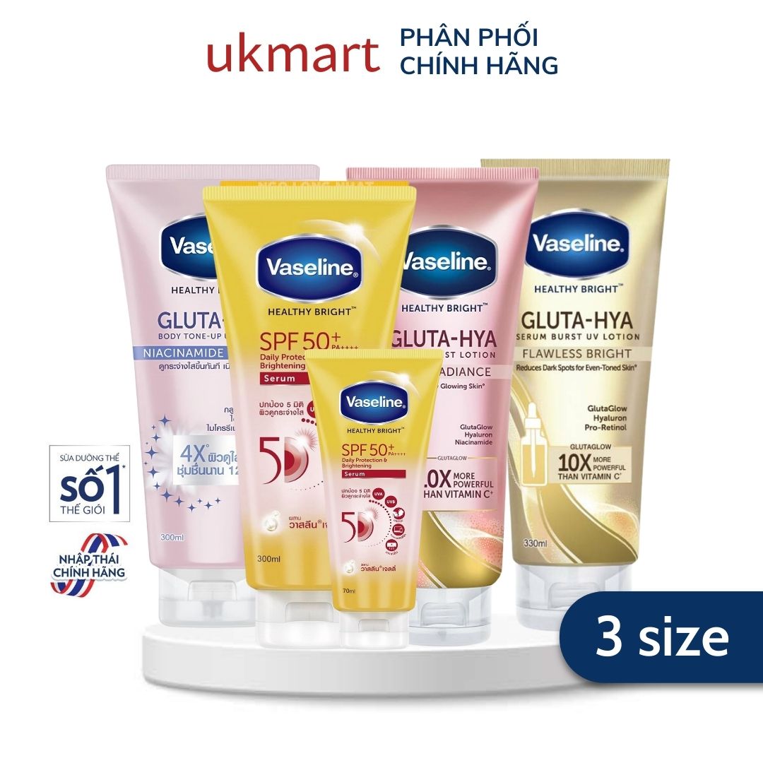 Serum Vaseline Gluta-Hya Dưỡng Da Sáng Mịn Sau 7 Ngày 330ml