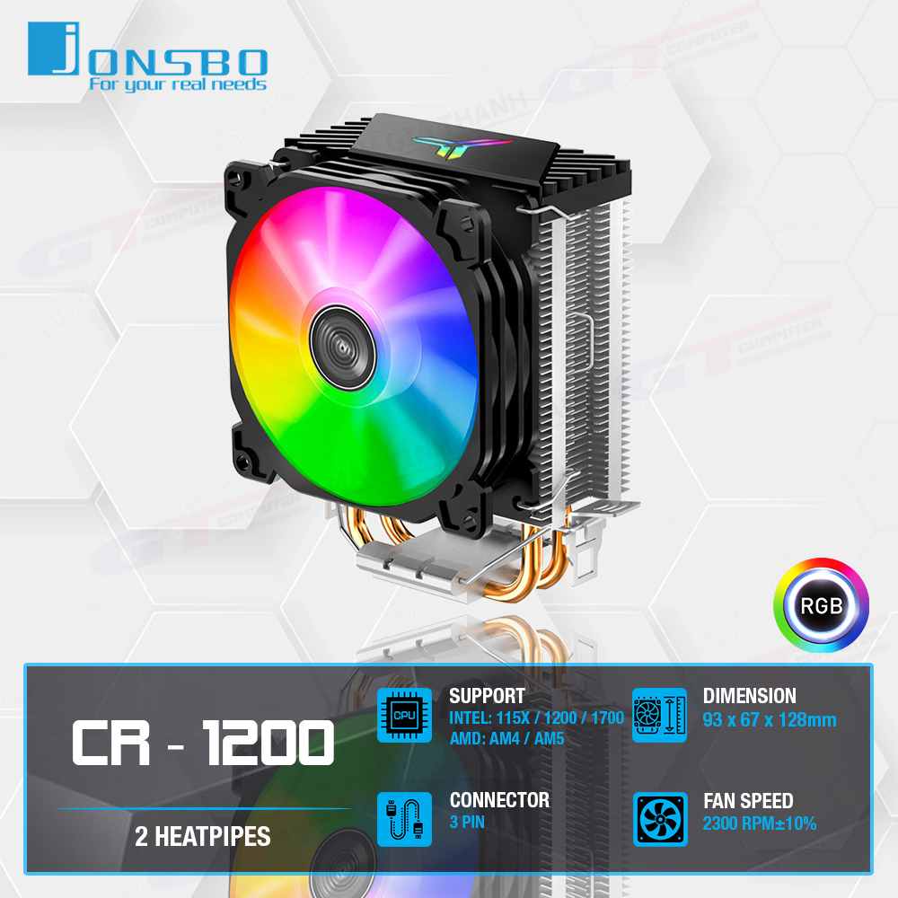 Tản Nhiệt CPU Jonsbo CR1200 LED RGB (Auto) Hỗ Trợ LGA 115X/1200/1700