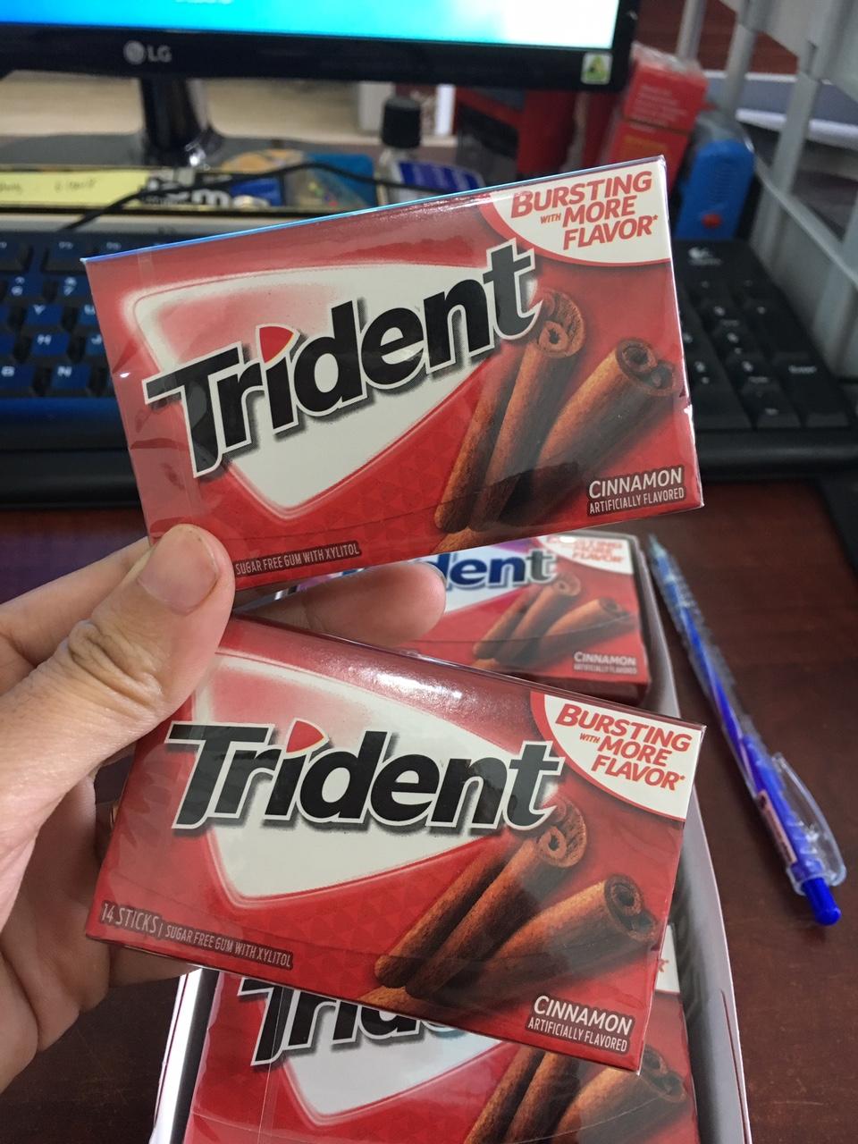 Kẹo cao su không đường trident hương quế 14 tép - mỹ