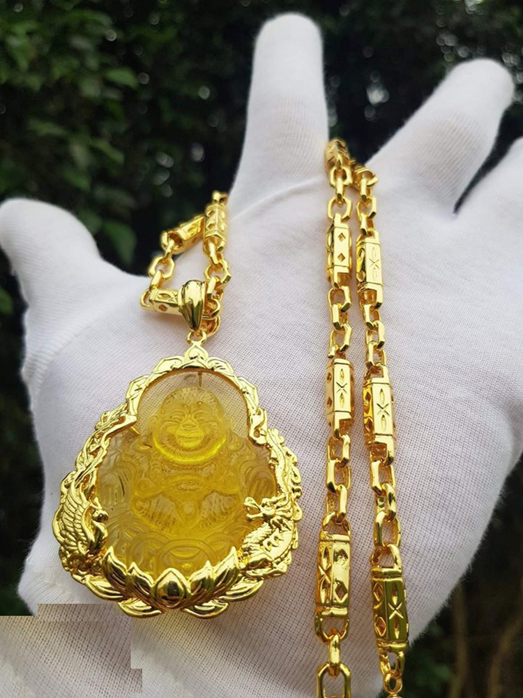 Dây Chuyền Khúc Mặt Phật Mạ Vàng + TẶNG LÁ BỒ ĐỀ MAY MẮN TÀI LỘC ĐỂ VÍ ĐIỆN THOẠI