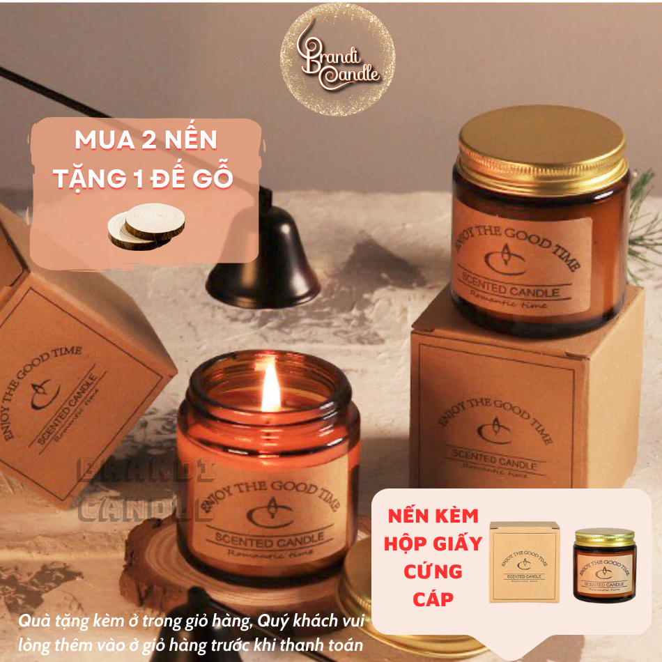 Nến Thơm Không Khói Enjoy The Good Time Hũ Thủy Tinh Nắp Nhôm Thanh Lịch Sang Trọng