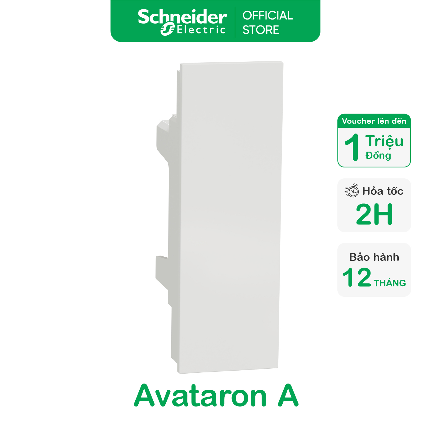 Nút che trơn - size s - trắng - 1 gangs - dòng avataron a - schneider electric - m3t01bc_we
