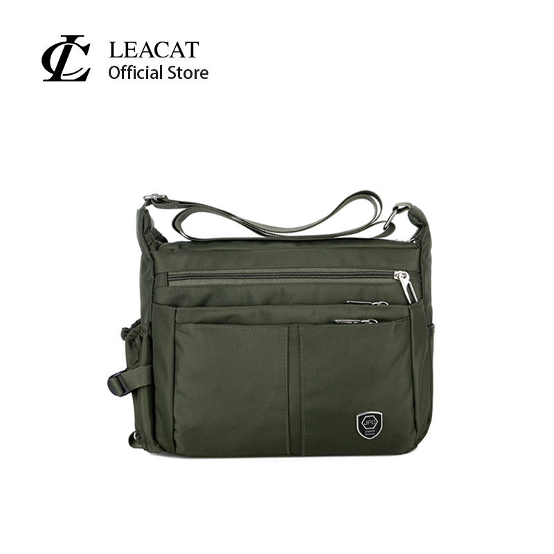 Leacat Casual Sling bag Men Shoulder Messenger Bag Nylon Oxford Splash-proof High Capacity Shoulder Bag With Water Cup Side Pocket
