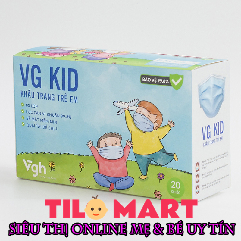 [HCM]Khẩu trang y tế cho bé khẩu trang trẻ em VG Kid bảo vệ vượt trội (20 Cái/hộp)